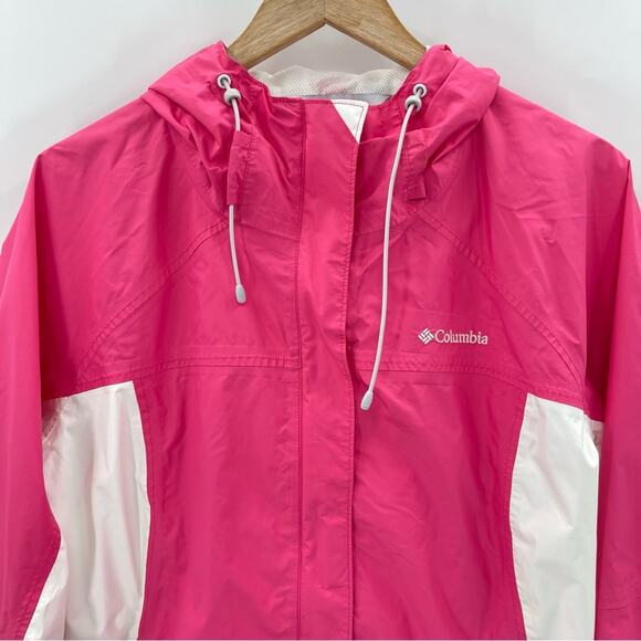 Columbia Omni Tech Fully Sealed Pink White Zip Up Lightweight Jacket Size 1X - Picture 2 of 11